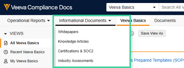 Compliance Docs informational documents tab
