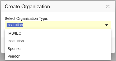 Screenshot of Organization list in Clinical Basics