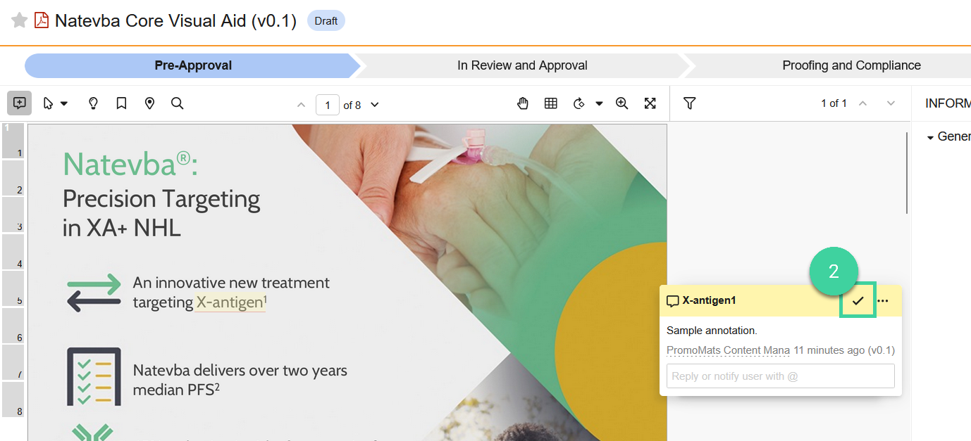 Screenshot of the resolve annotation button