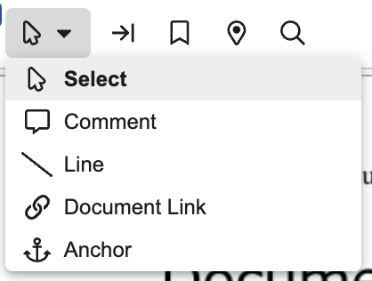 Screenshot of select tool dropdown