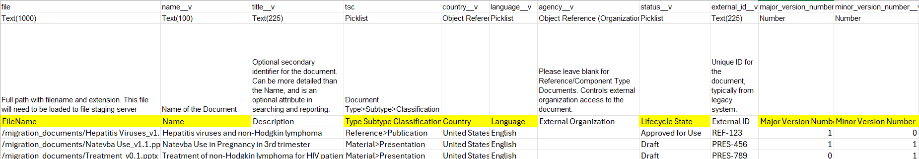 Screenshot of filled out template