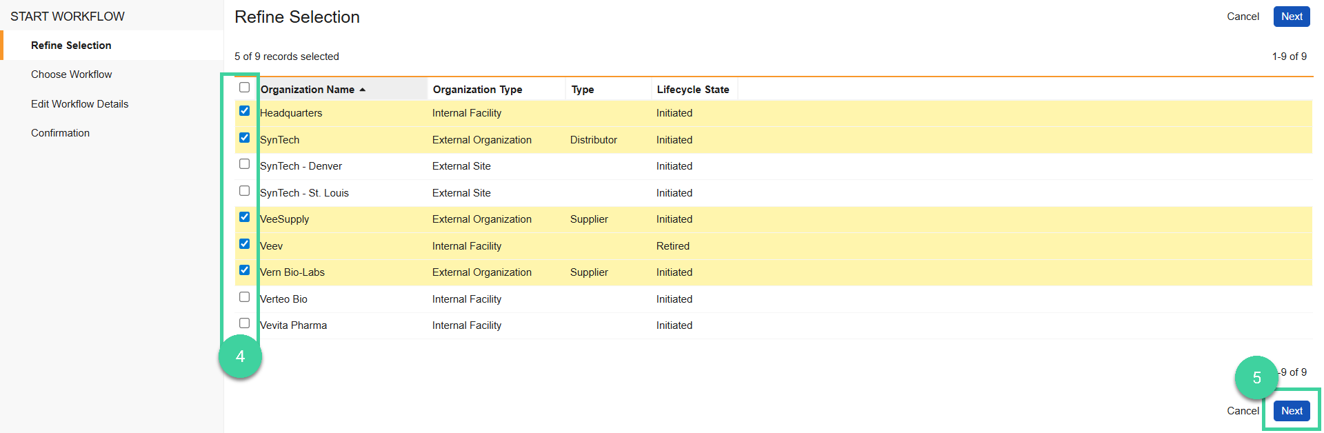 Screenshot steps 4, 5