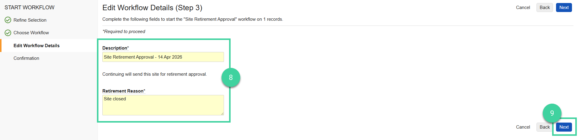 Screenshot steps 8, 9