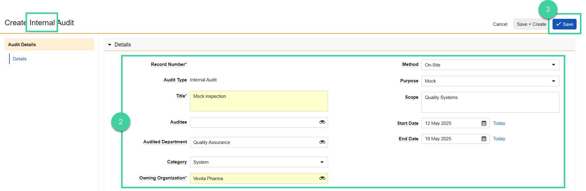 Screenshot steps 2 and 3 internal audits
