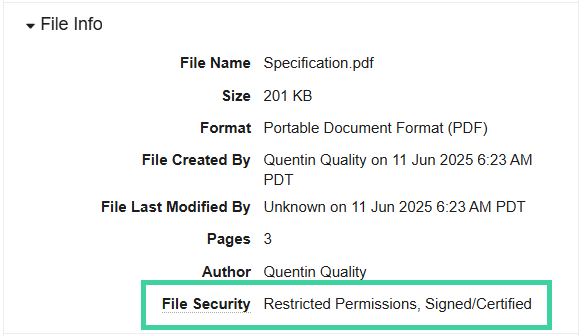 Screenshot File Security field