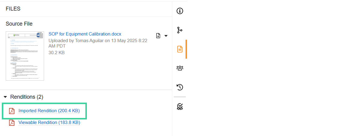 Screenshot of imported rendition