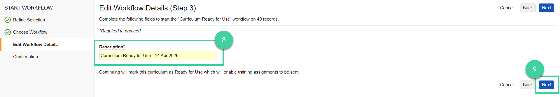 Screenshot steps 8, 9