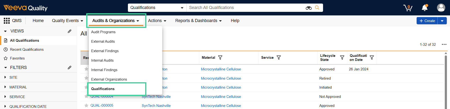 Screenshot Qualifications