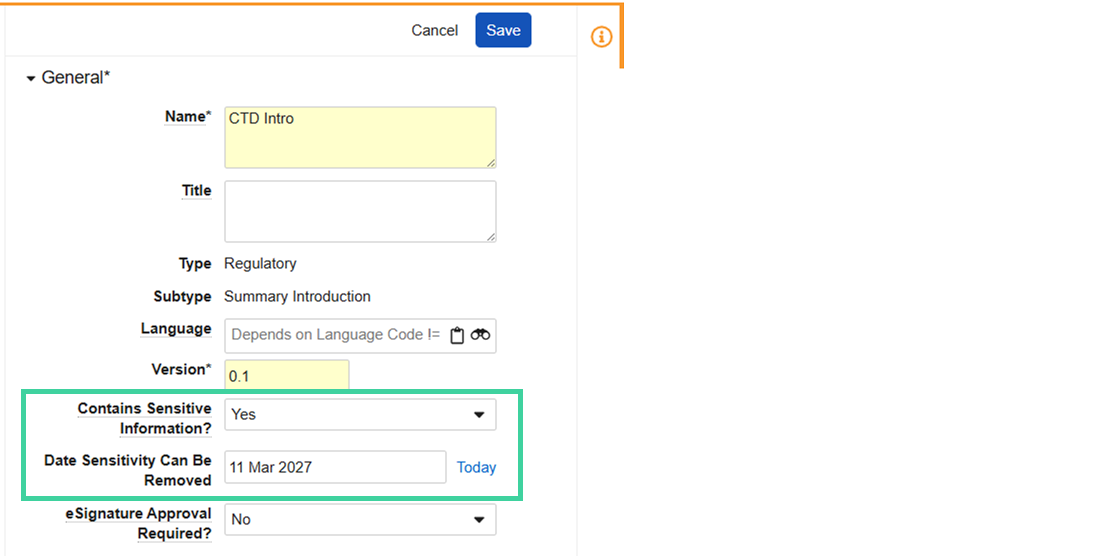 Screenshot new fields on documents