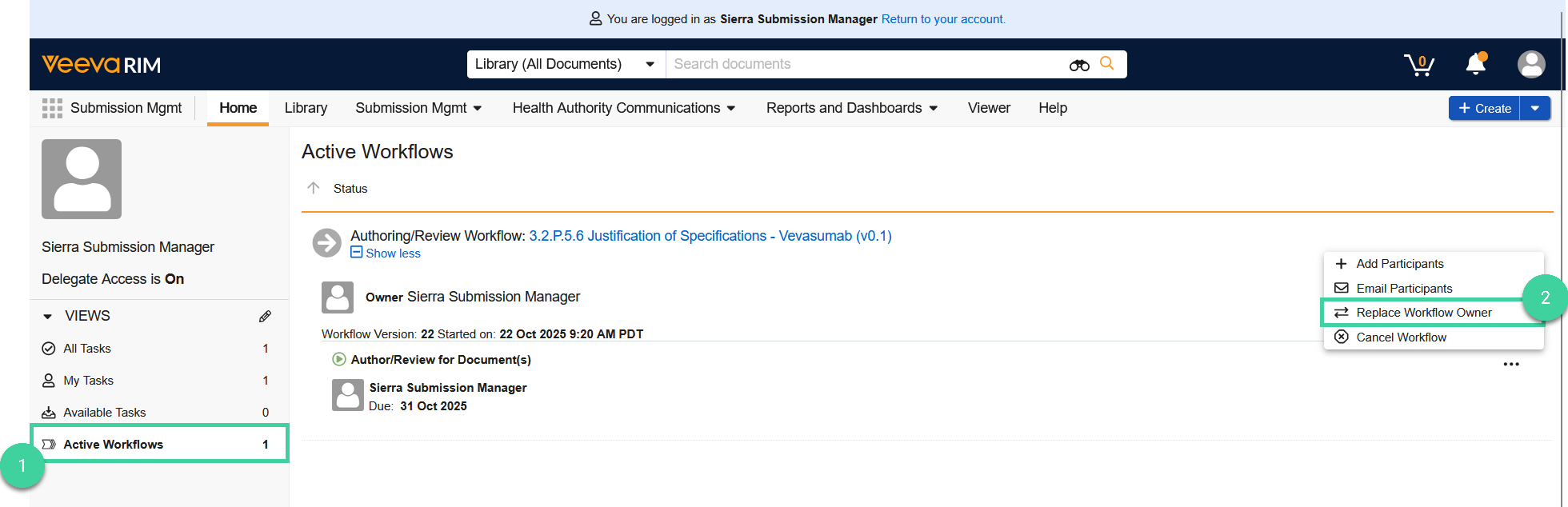 Highlight of steps to reassign tasks