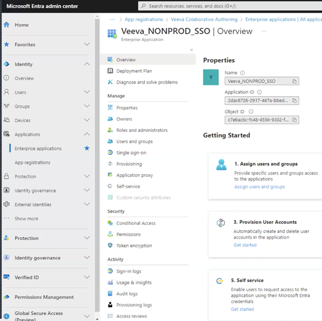 Overview of the new SSO application in Azure