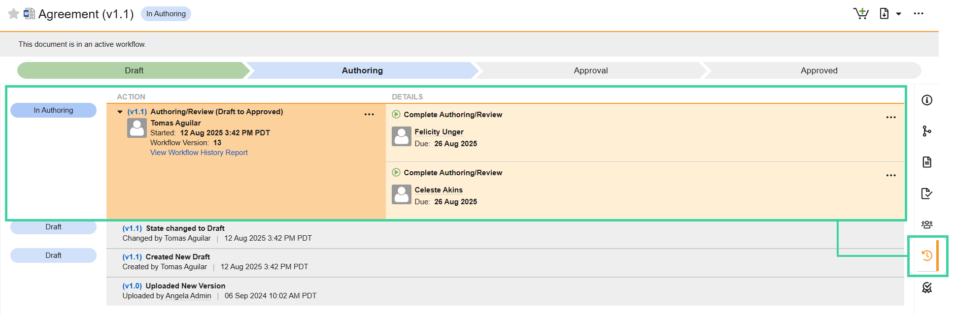 Screenshot timeline view