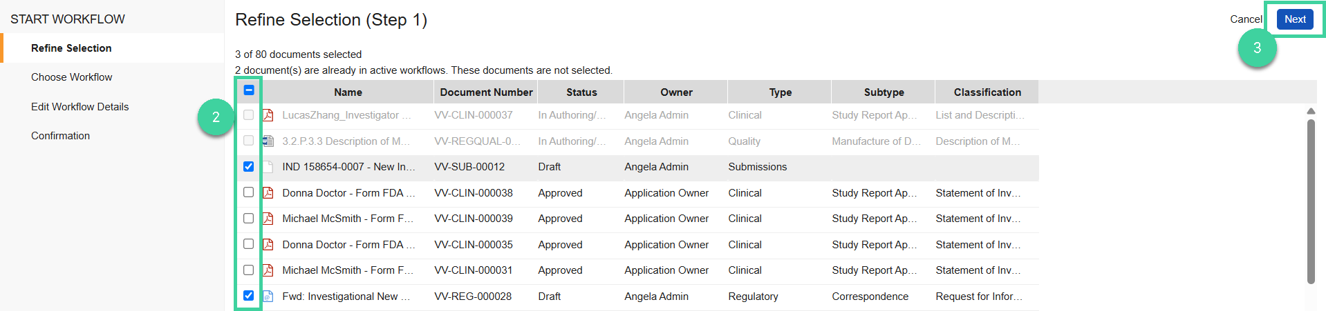 Screenshot of steps 2 and 3