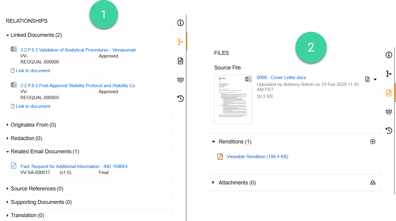 Screenshot of the Relationships panel